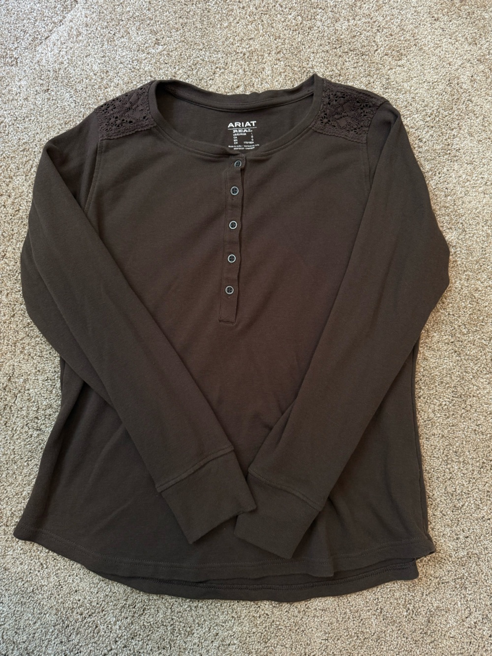 Ariat Brown Ribbed Henley Shirt